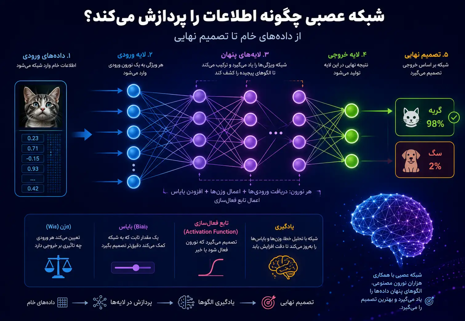 شبکه عصبی چگونه اطلاعات را پردازش میکند