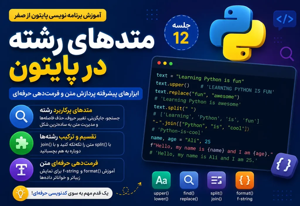 متدهای رشته در پایتون